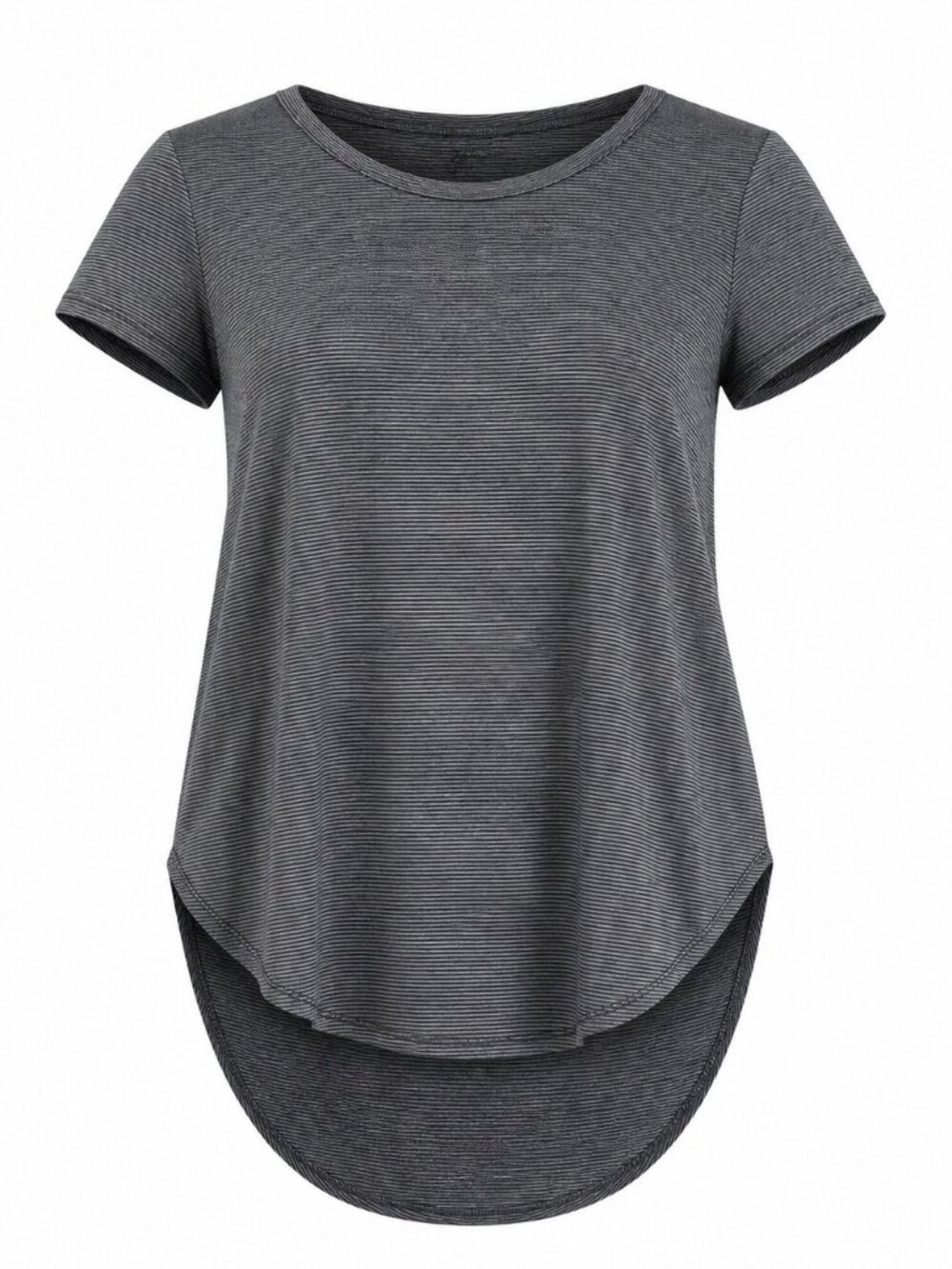 Halogen Womens Black White Striped Short Sleeve Hi-Low T-Shirt Flowy Tee Size S